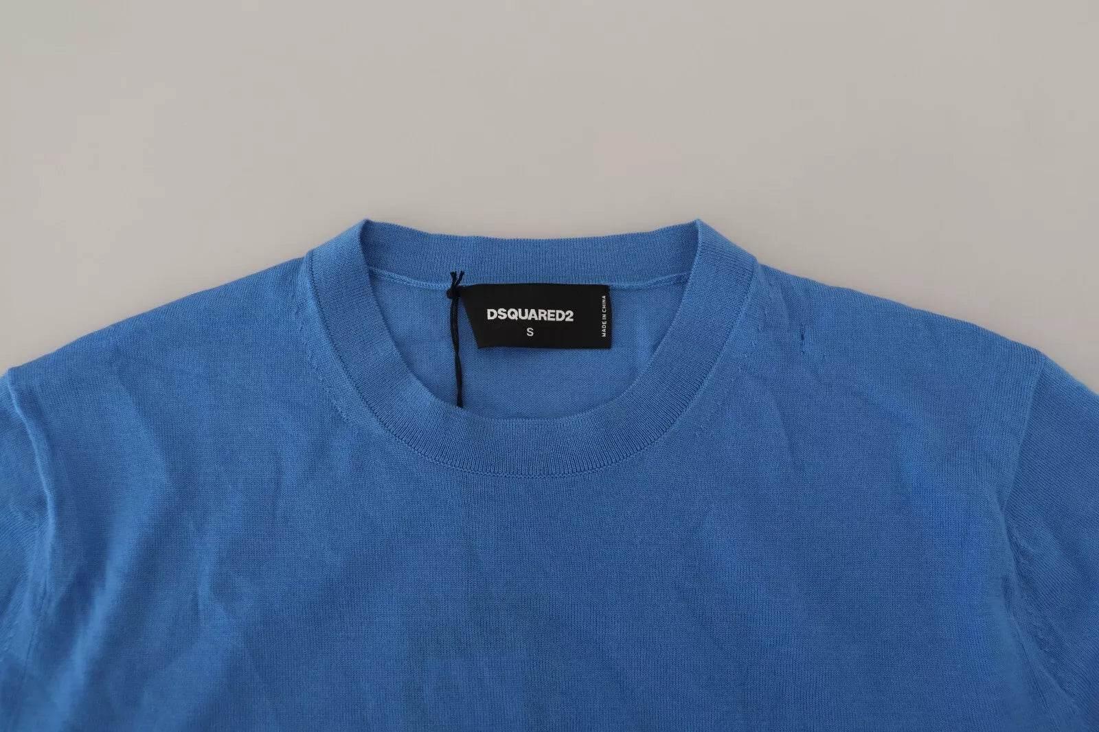 Dsquared² Blue Wool Long Sleeves Crewneck Pullover Sweater - Hilstor