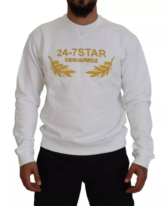 Dsquared² White Embroidered Crewneck Sweatshirt Sweater - Hilstor