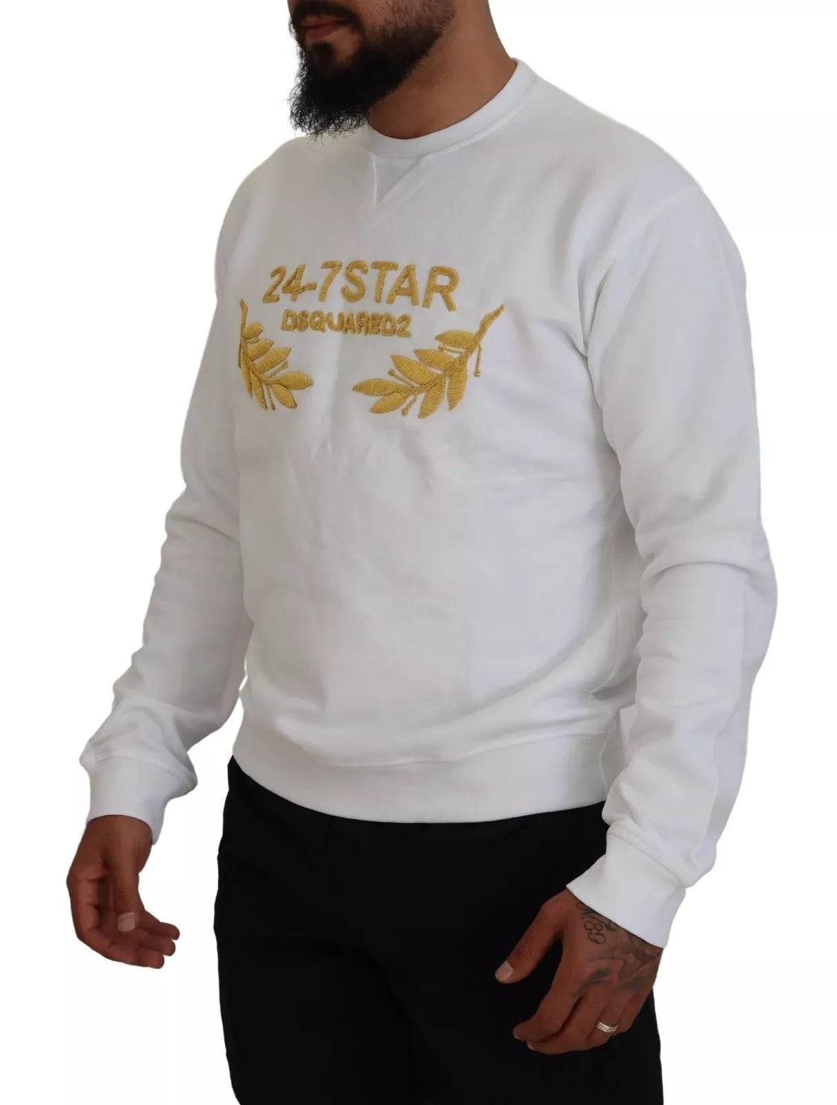 Dsquared² White Embroidered Crewneck Sweatshirt Sweater - Hilstor