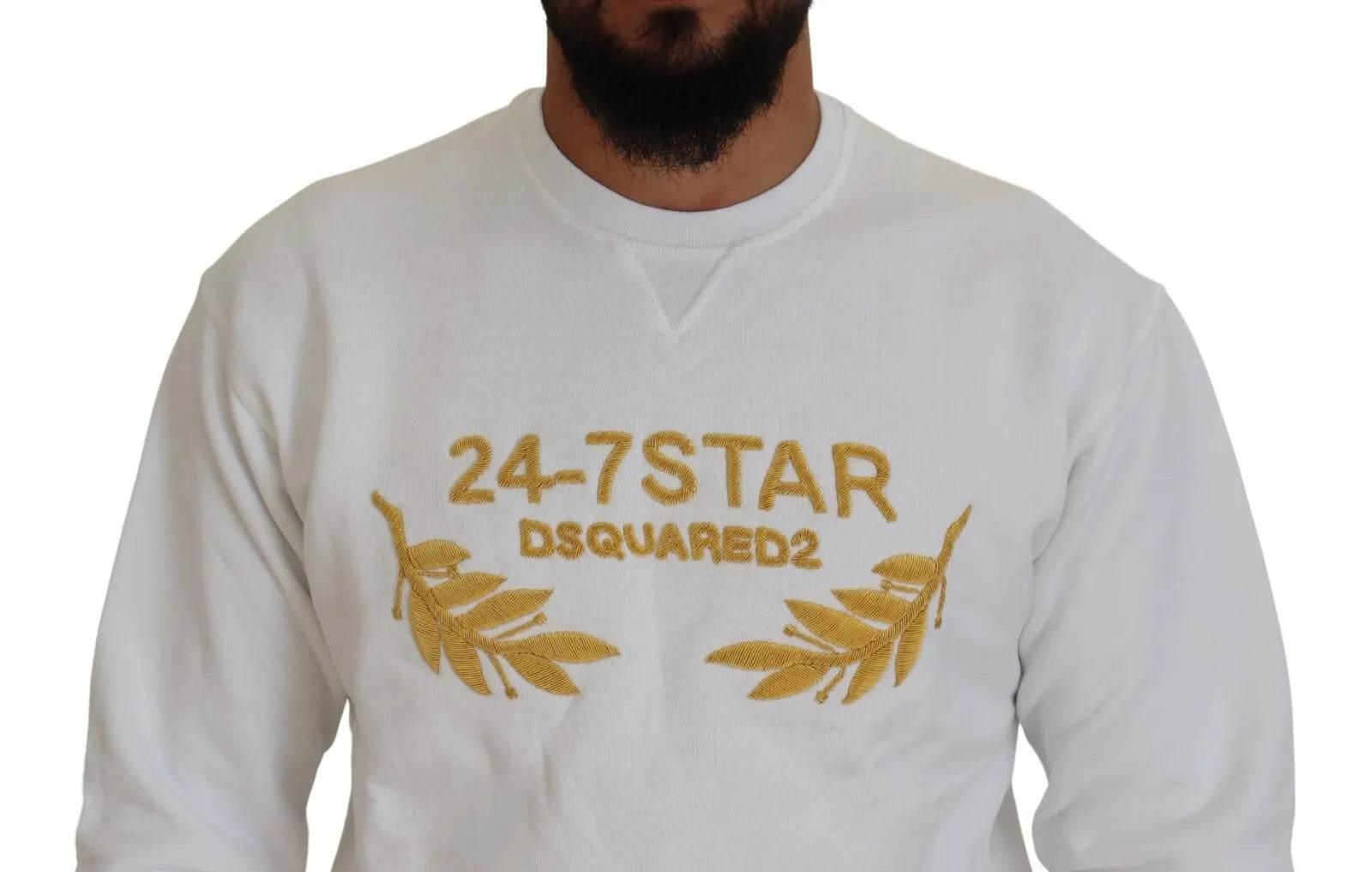 Dsquared² White Embroidered Crewneck Sweatshirt Sweater - Hilstor