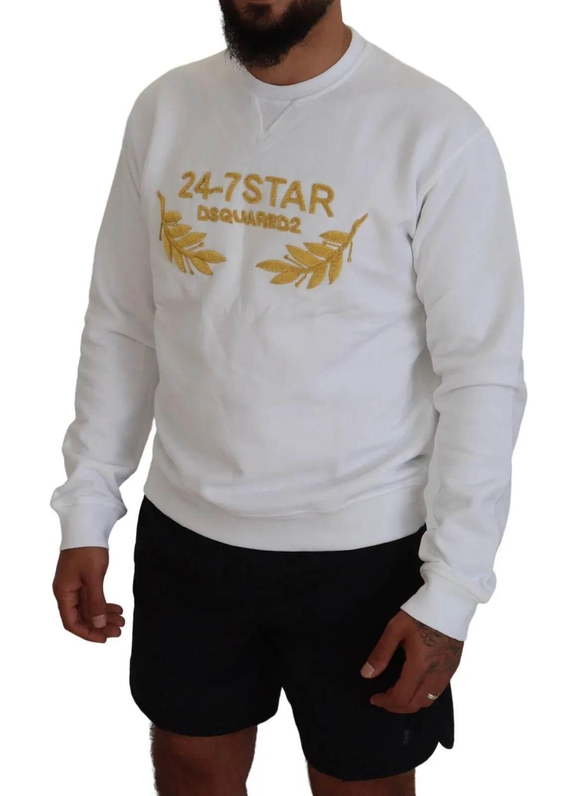 Dsquared² White Embroidered Crewneck Sweatshirt Sweater - Hilstor