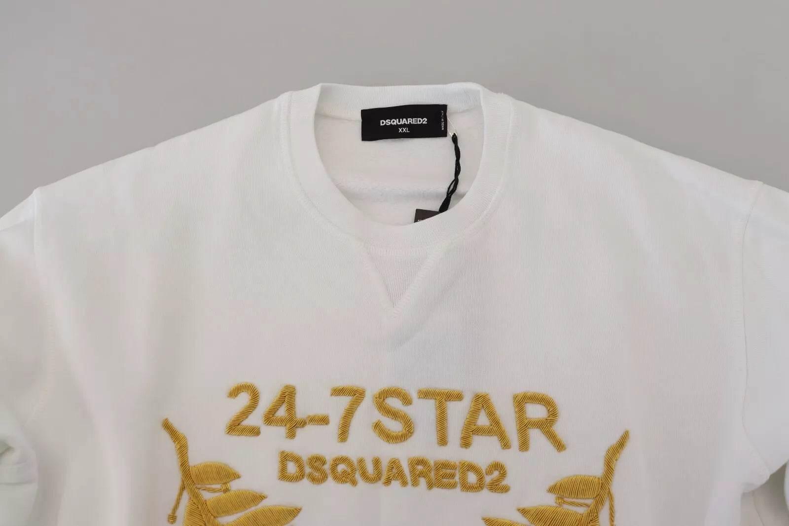 Dsquared² White Embroidered Crewneck Sweatshirt Sweater - Hilstor