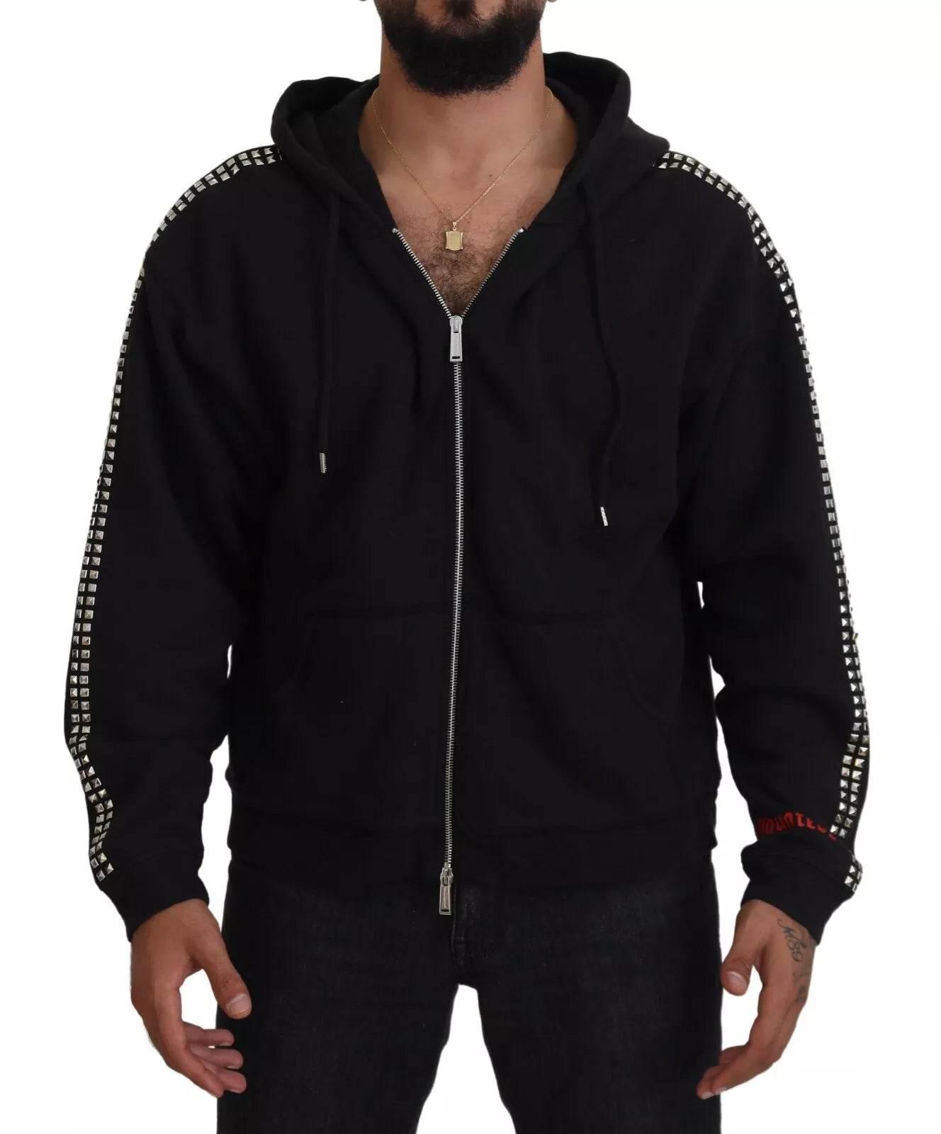 Dsquared² Black Embellished Full Zip Hooded Sweater - Hilstor