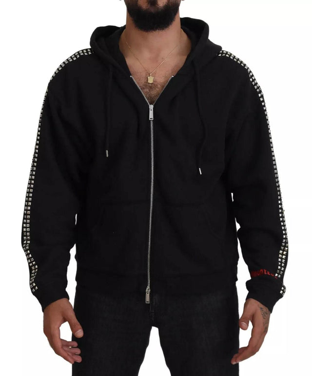 Dsquared² Black Embellished Full Zip Hooded Sweater - Hilstor
