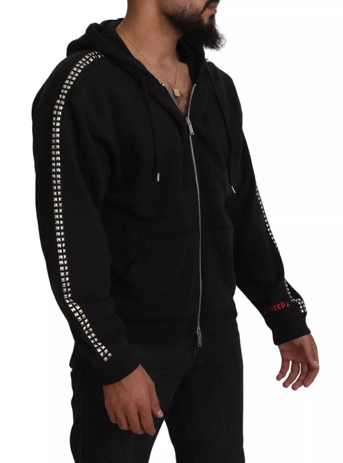 Dsquared² Black Embellished Full Zip Hooded Sweater - Hilstor