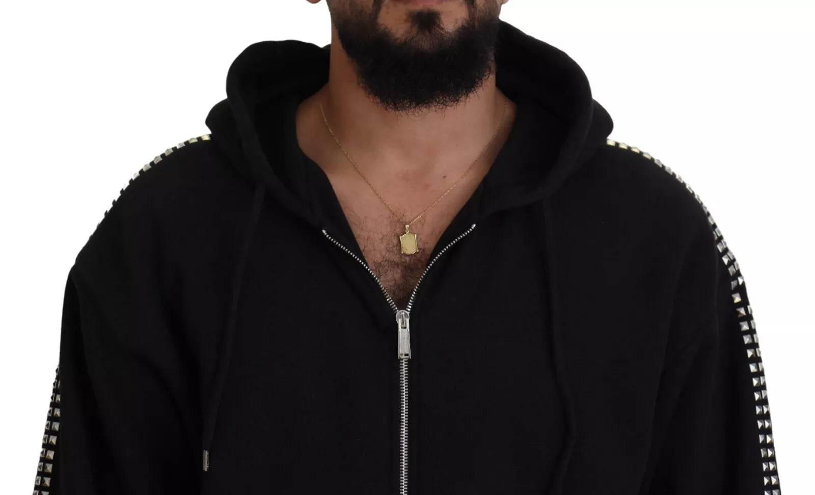 Dsquared² Black Embellished Full Zip Hooded Sweater - Hilstor