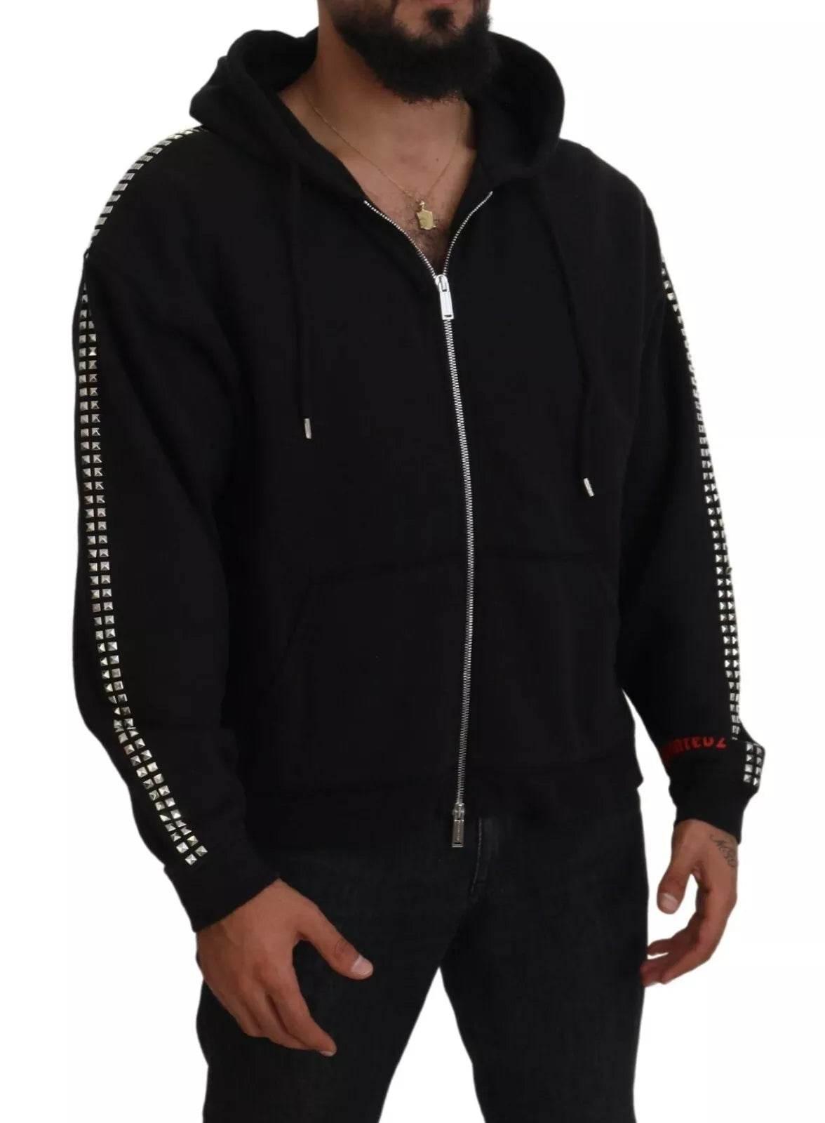 Dsquared² Black Embellished Full Zip Hooded Sweater - Hilstor