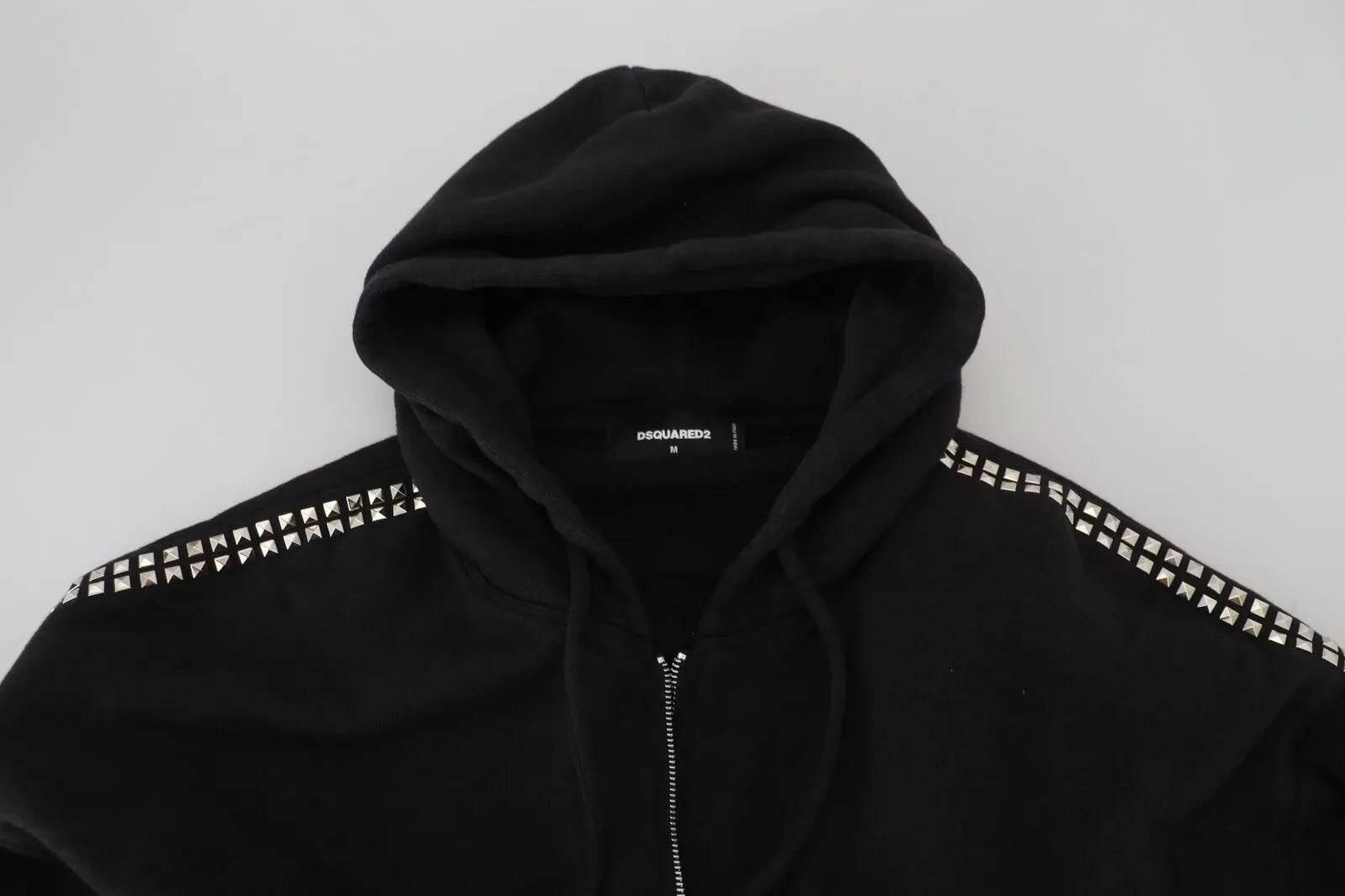 Dsquared² Black Embellished Full Zip Hooded Sweater - Hilstor