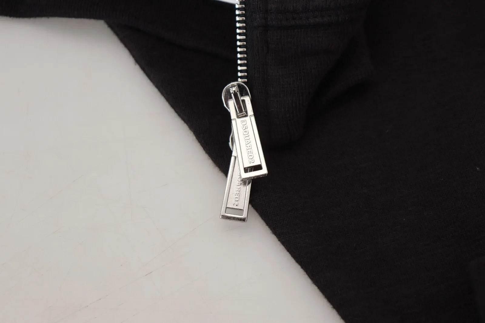 Dsquared² Black Embellished Full Zip Hooded Sweater - Hilstor