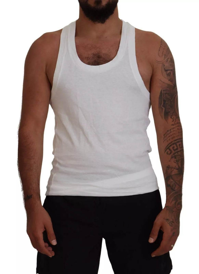 Dsquared² White Cotton Linen Sleeveless Tank T-shirt - Hilstor