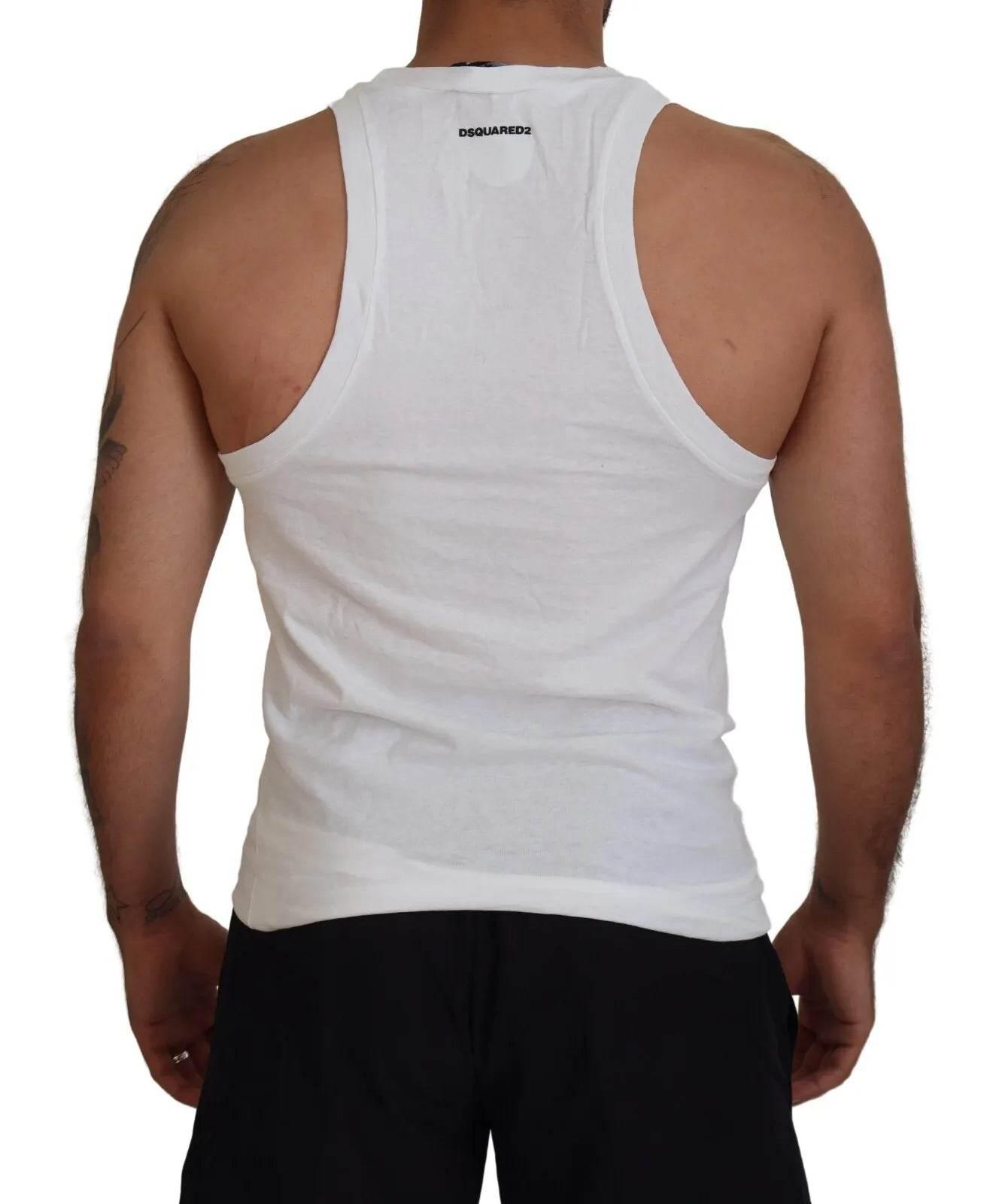 Dsquared² White Cotton Linen Sleeveless Tank T-shirt - Hilstor