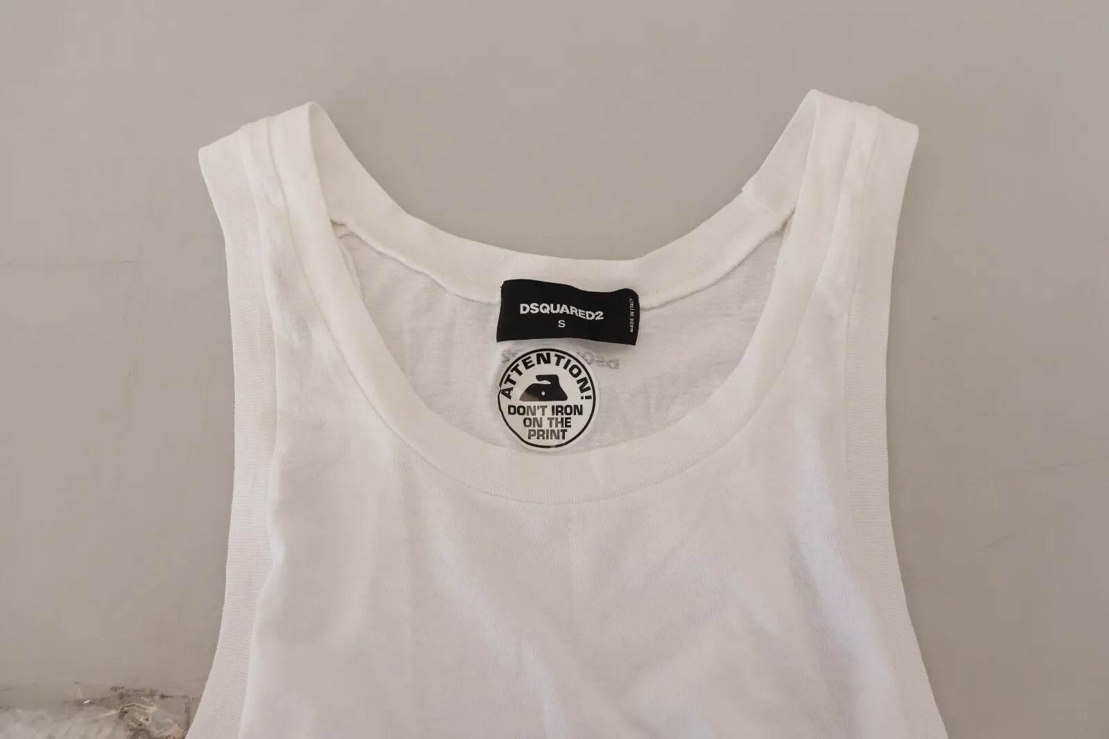 Dsquared² White Cotton Linen Sleeveless Tank T-shirt - Hilstor