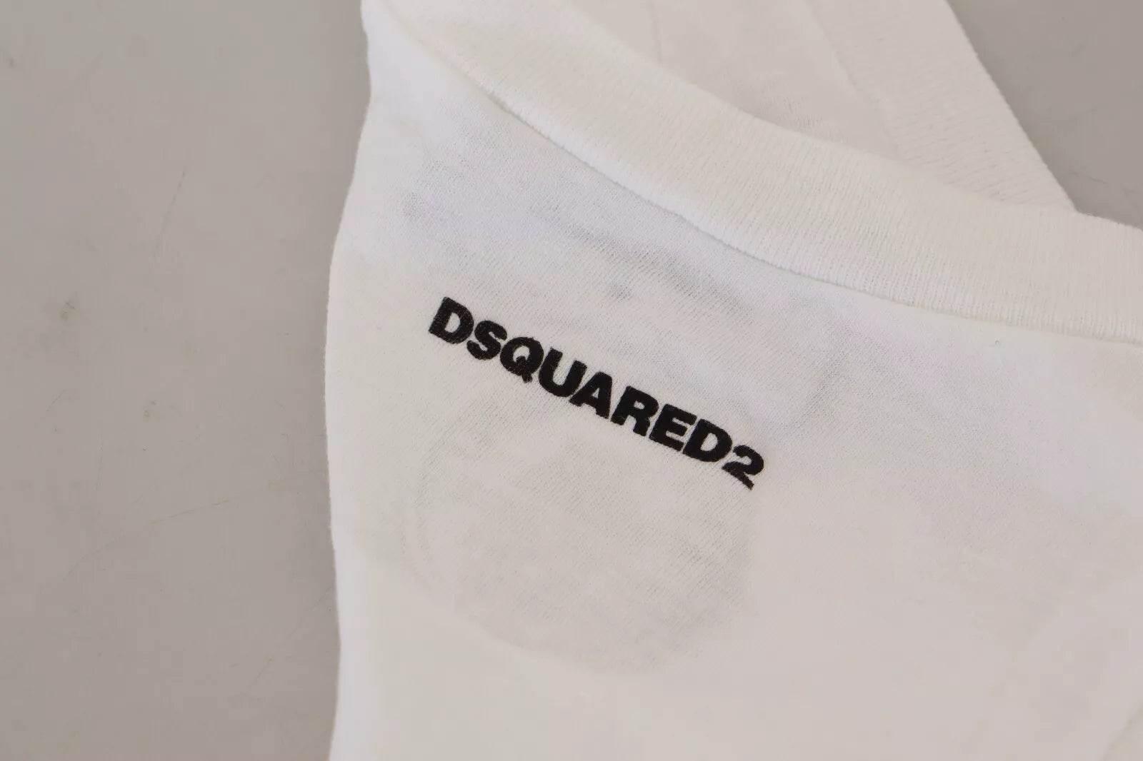 Dsquared² White Cotton Linen Sleeveless Tank T-shirt - Hilstor