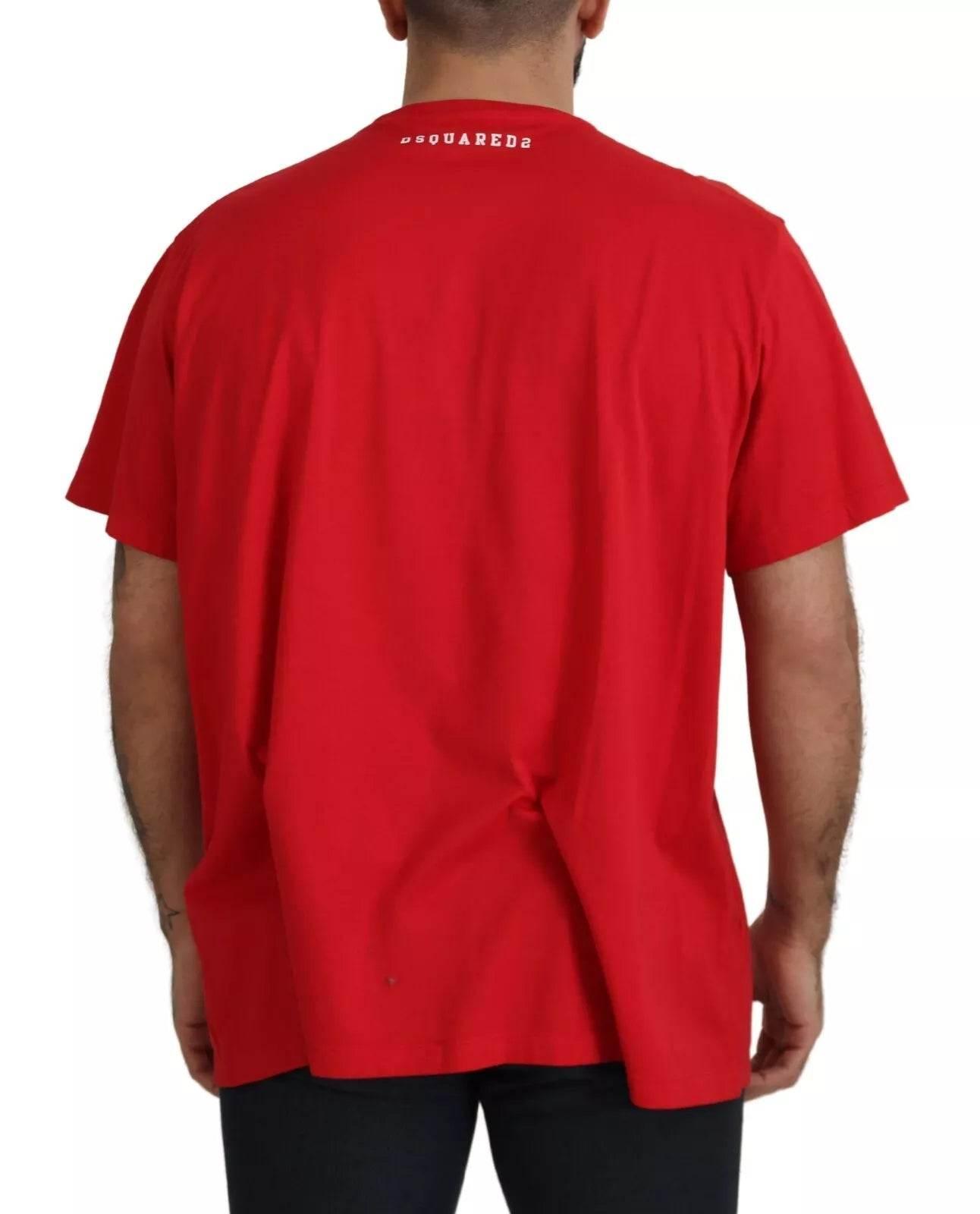 Dsquared² Red Printed Cotton Short Sleeves Crewneck T-shirt - Hilstor