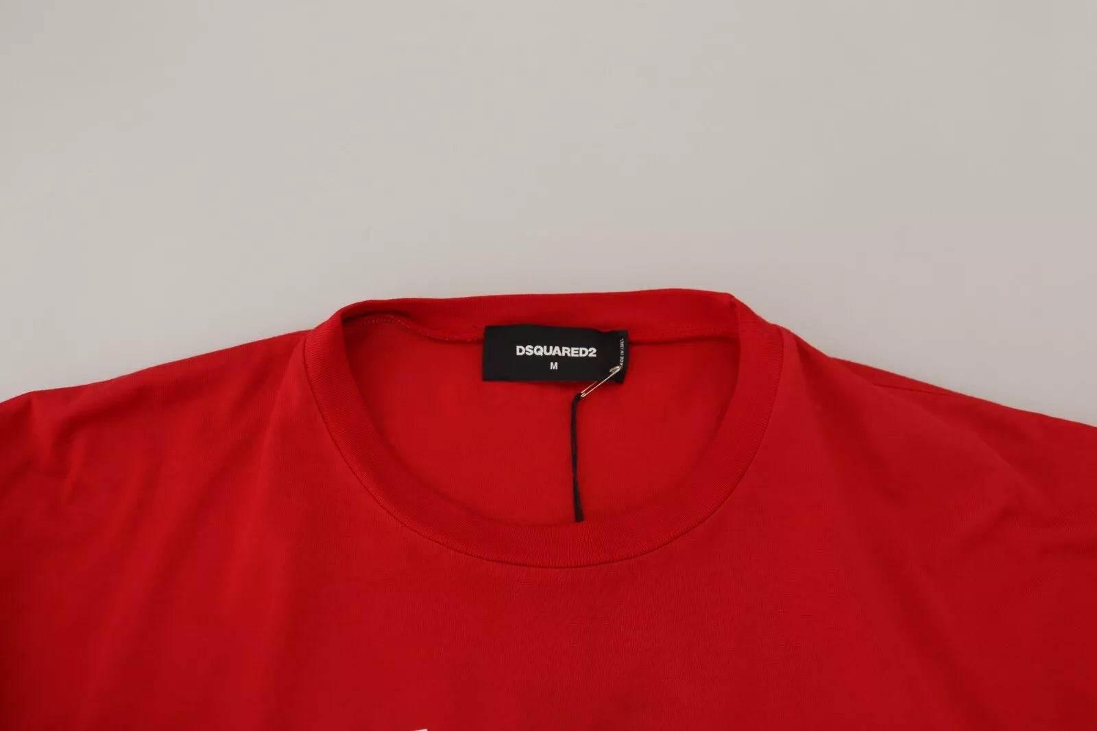 Dsquared² Red Printed Cotton Short Sleeves Crewneck T-shirt - Hilstor