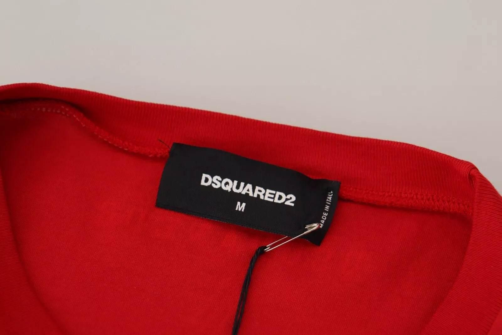 Dsquared² Red Printed Cotton Short Sleeves Crewneck T-shirt - Hilstor