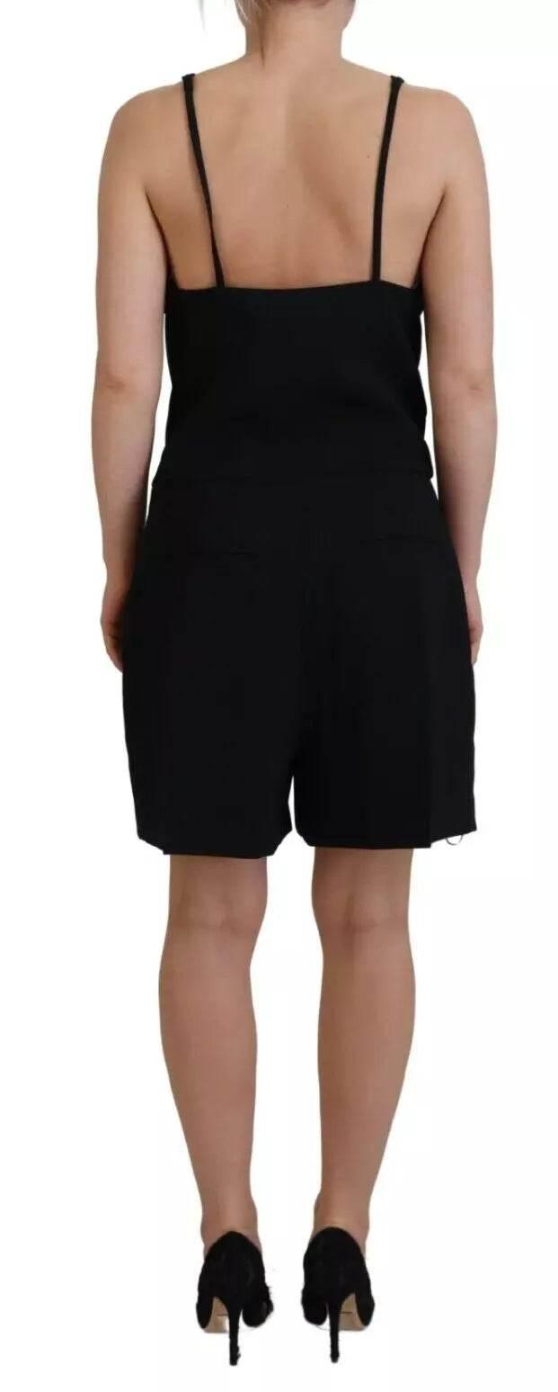 Dsquared² Black Embellished Sleeveless V-neck Jumpsuit Dress - Hilstor