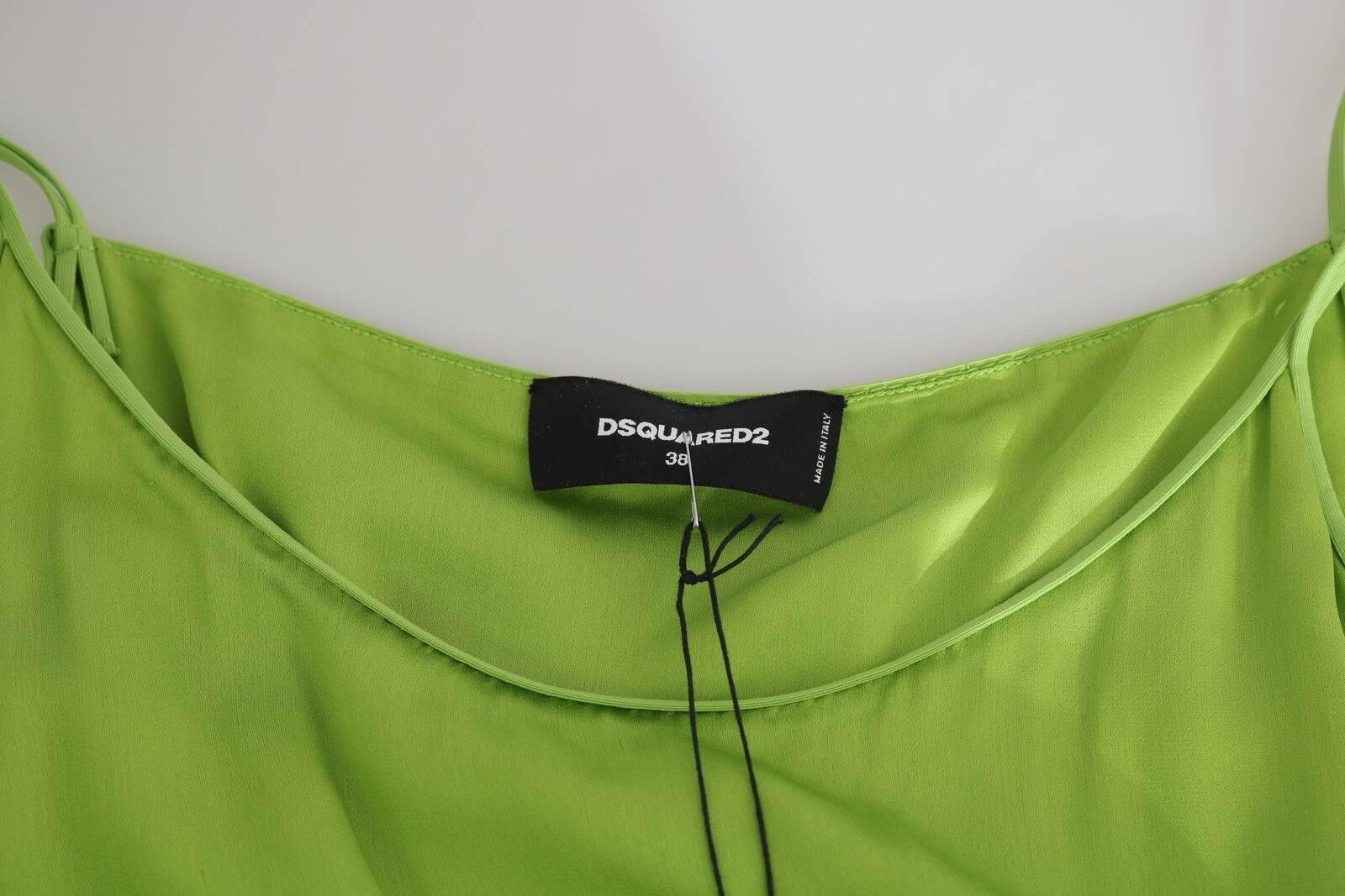 Dsquared² Green Spaghetti Strap Long A-line Pleated Dress - Hilstor
