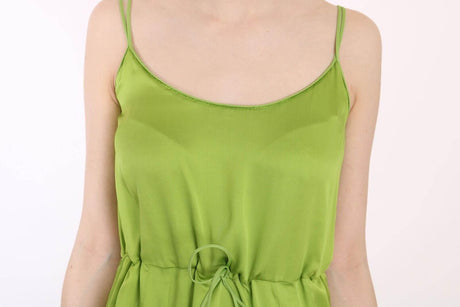 Dsquared² Green Spaghetti Strap Long A-line Pleated Dress - Hilstor