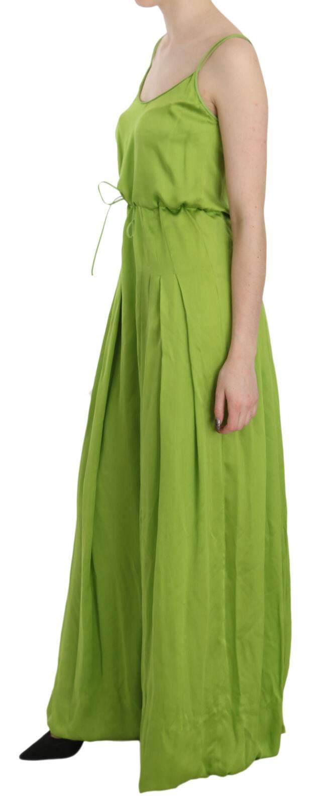 Dsquared² Green Spaghetti Strap Long A-line Pleated Dress - Hilstor