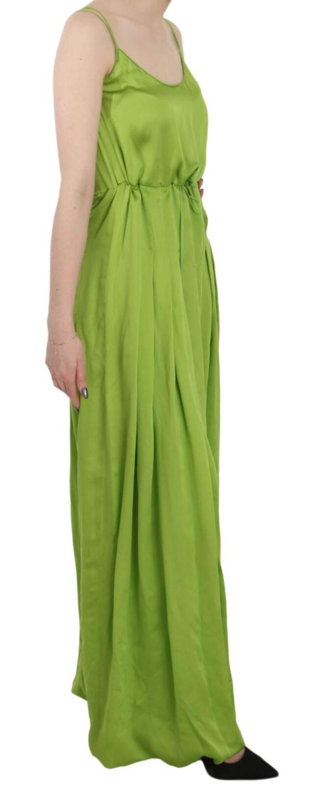 Dsquared² Green Spaghetti Strap Long A-line Pleated Dress - Hilstor