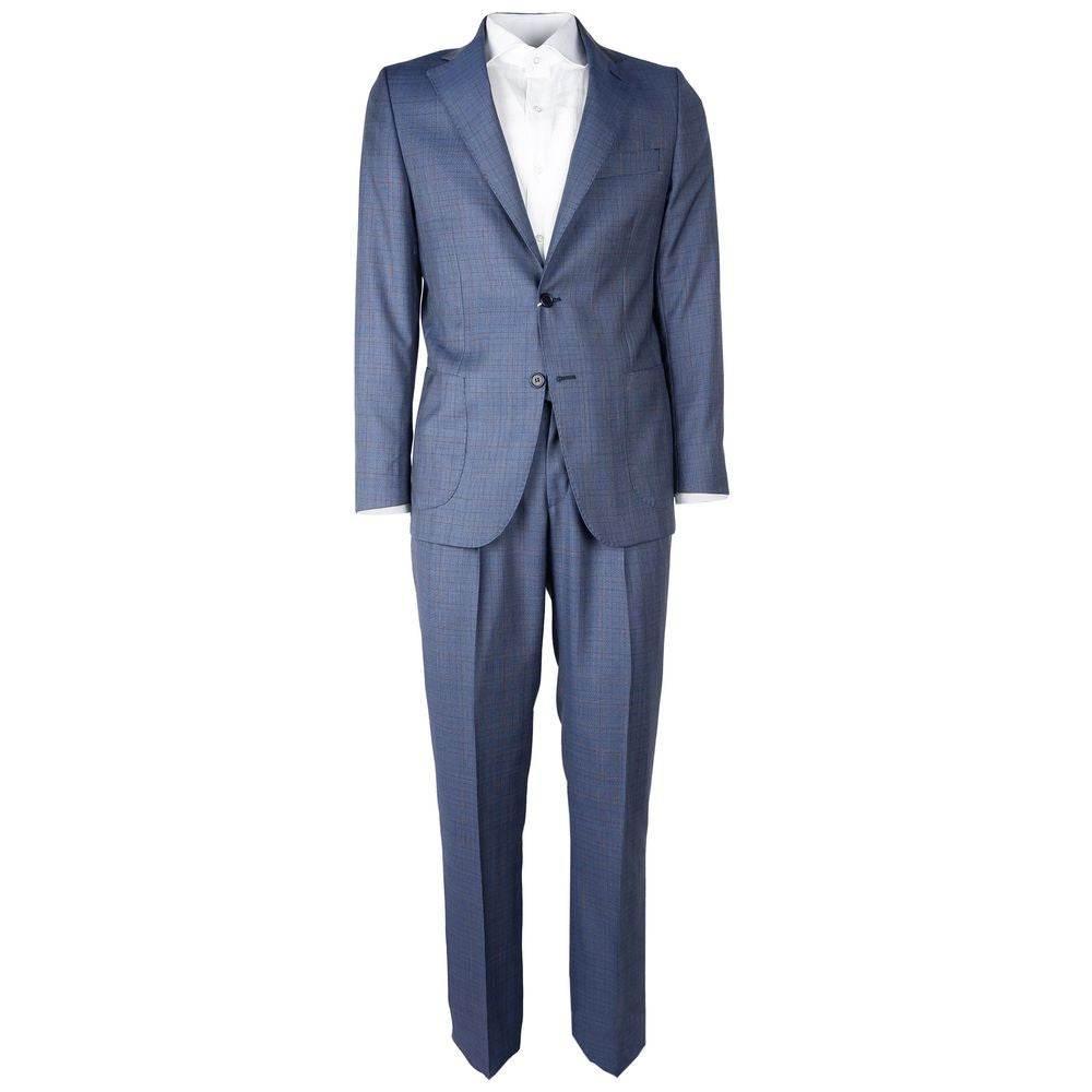 Made in Italy Blue Wool Men Suit Jacket Trouser Combo - Hilstor