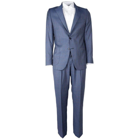 Made in Italy Blue Wool Men Suit Jacket Trouser Combo - Hilstor