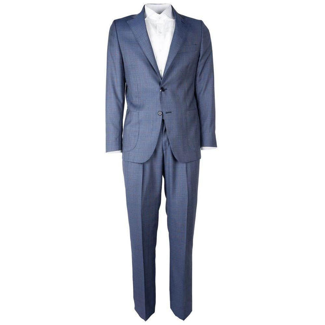 Made in Italy Blue Wool Men Suit Jacket Trouser Combo - Hilstor