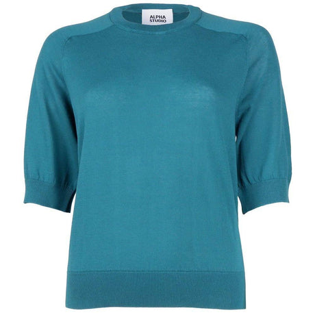 Alpha Studio Green Cotton Sweater - Hilstor