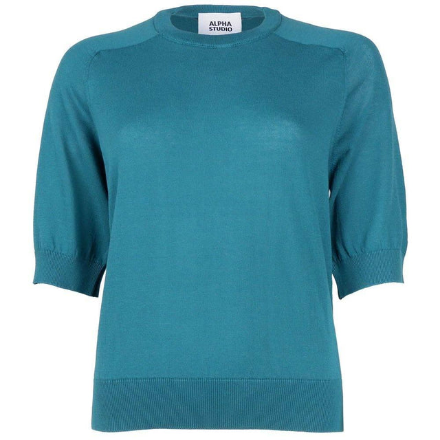 Alpha Studio Green Cotton Sweater - Hilstor