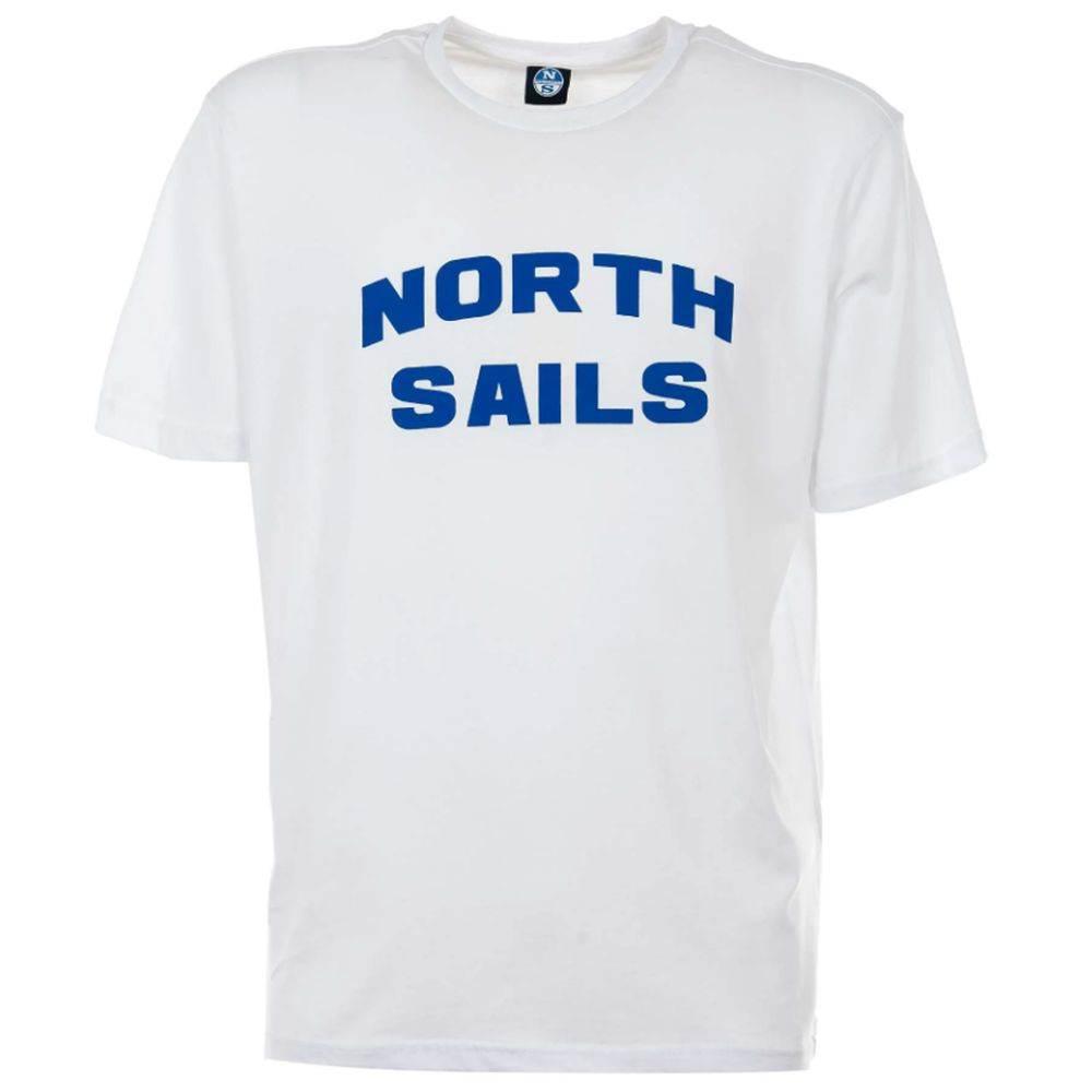 North Sails Elegant White Cotton Tee with Bold Blue Logo - Hilstor