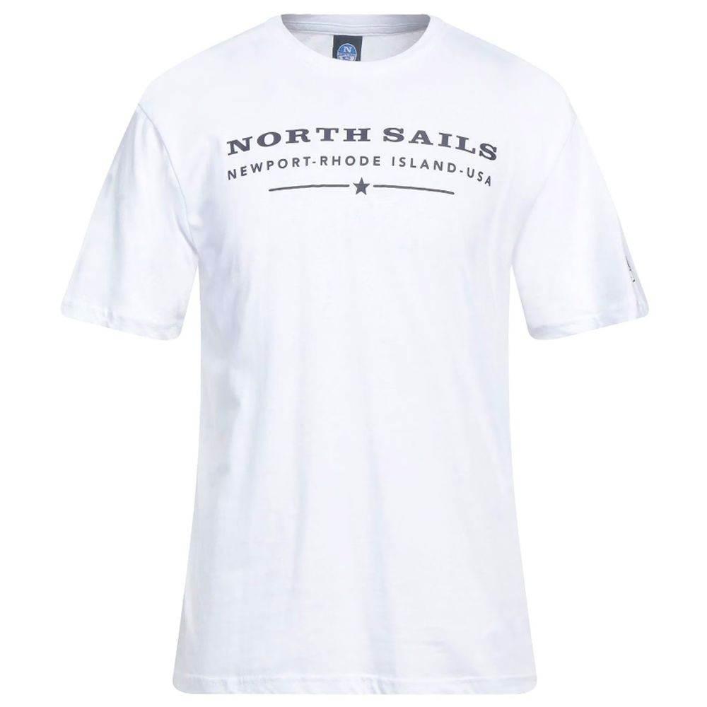 North Sails Elegant White Cotton Tee with Chest Print - Hilstor