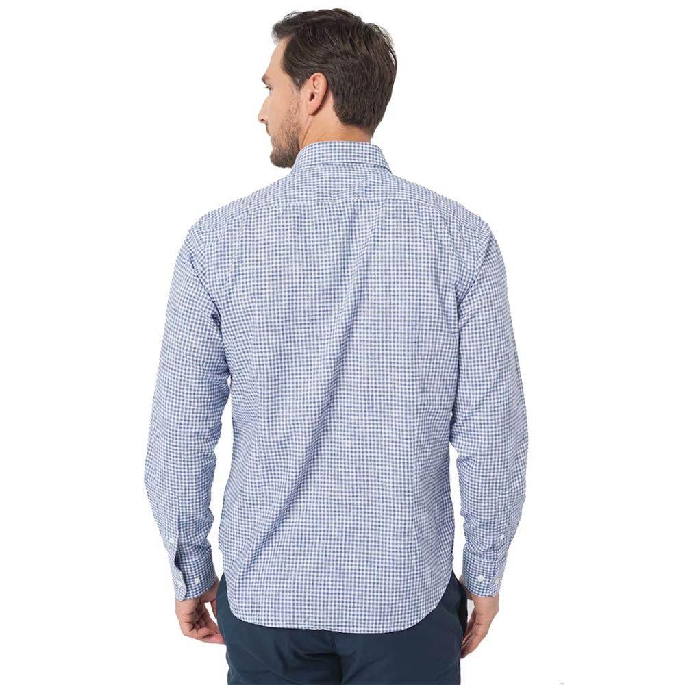 La Martina Elegant Checkered Cotton Shirt with Embroidered Logo - Hilstor