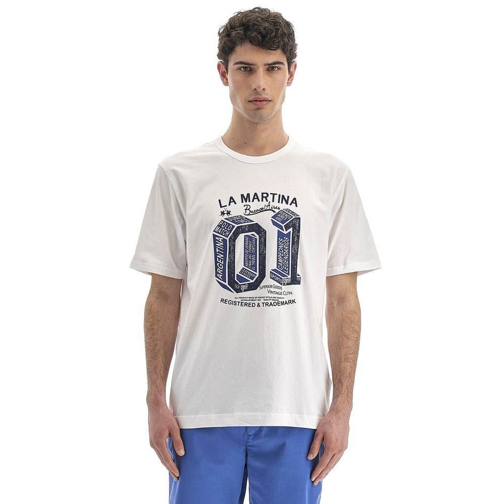 La Martina Equestrian Chic White Cotton Tee - Hilstor