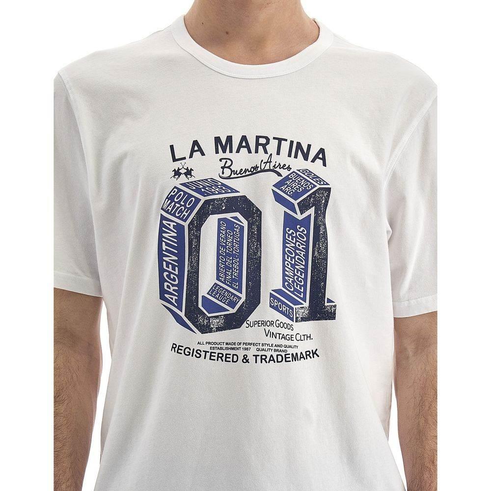 La Martina Equestrian Chic White Cotton Tee - Hilstor