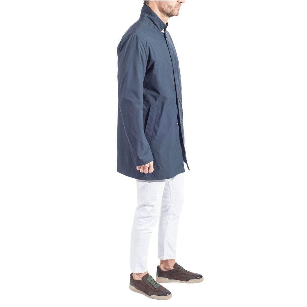 People Of Shibuya Blue Recycled Polyester Men Trench Coat - Hilstor