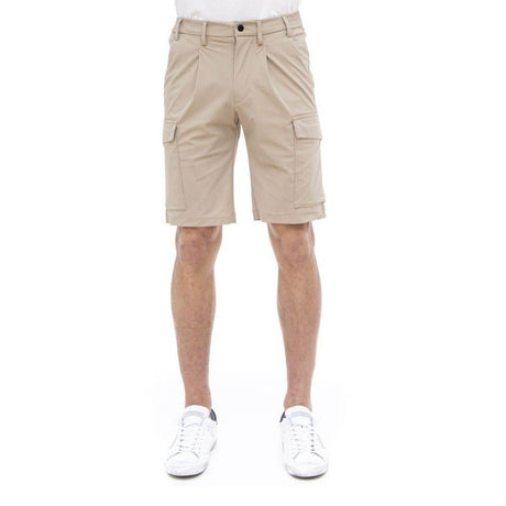 People Of Shibuya Beige Stretch Bermuda Cargo Shorts - Hilstor