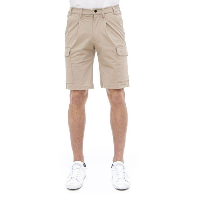 People Of Shibuya Beige Stretch Bermuda Cargo Shorts - Hilstor