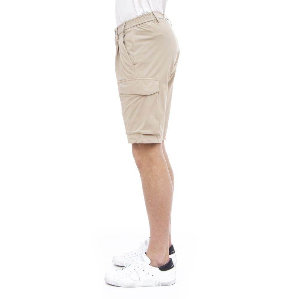 People Of Shibuya Beige Stretch Bermuda Cargo Shorts - Hilstor