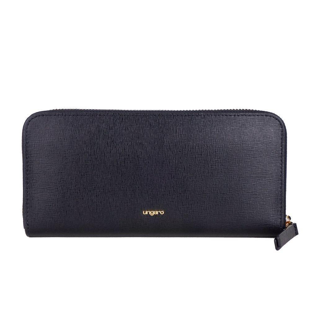 Ungaro Elegant Leather Zippered Wallet in Classic Black - Hilstor