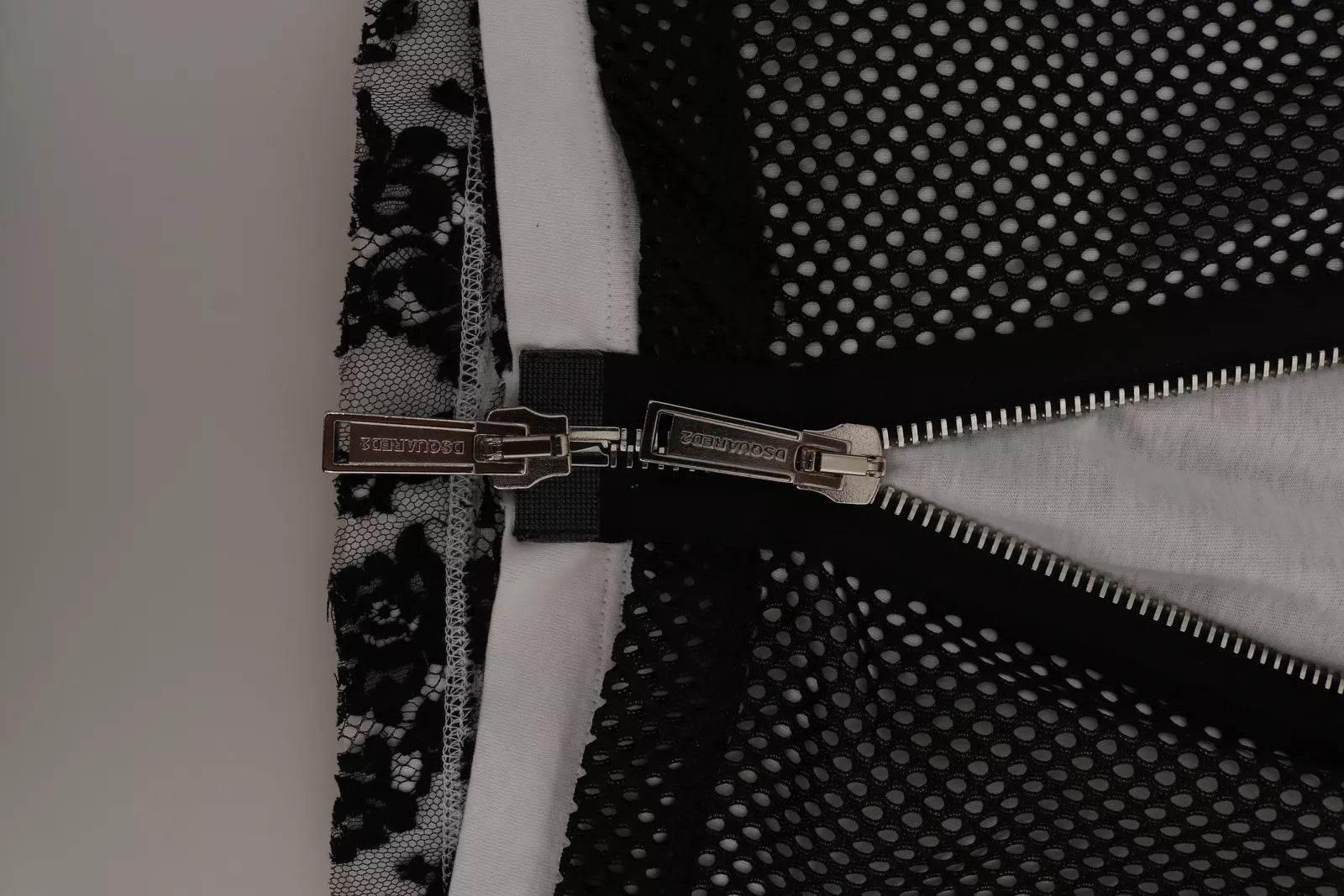 Dsquared² Black White Crew Neck Sleeveless Cotton Blouse - Hilstor