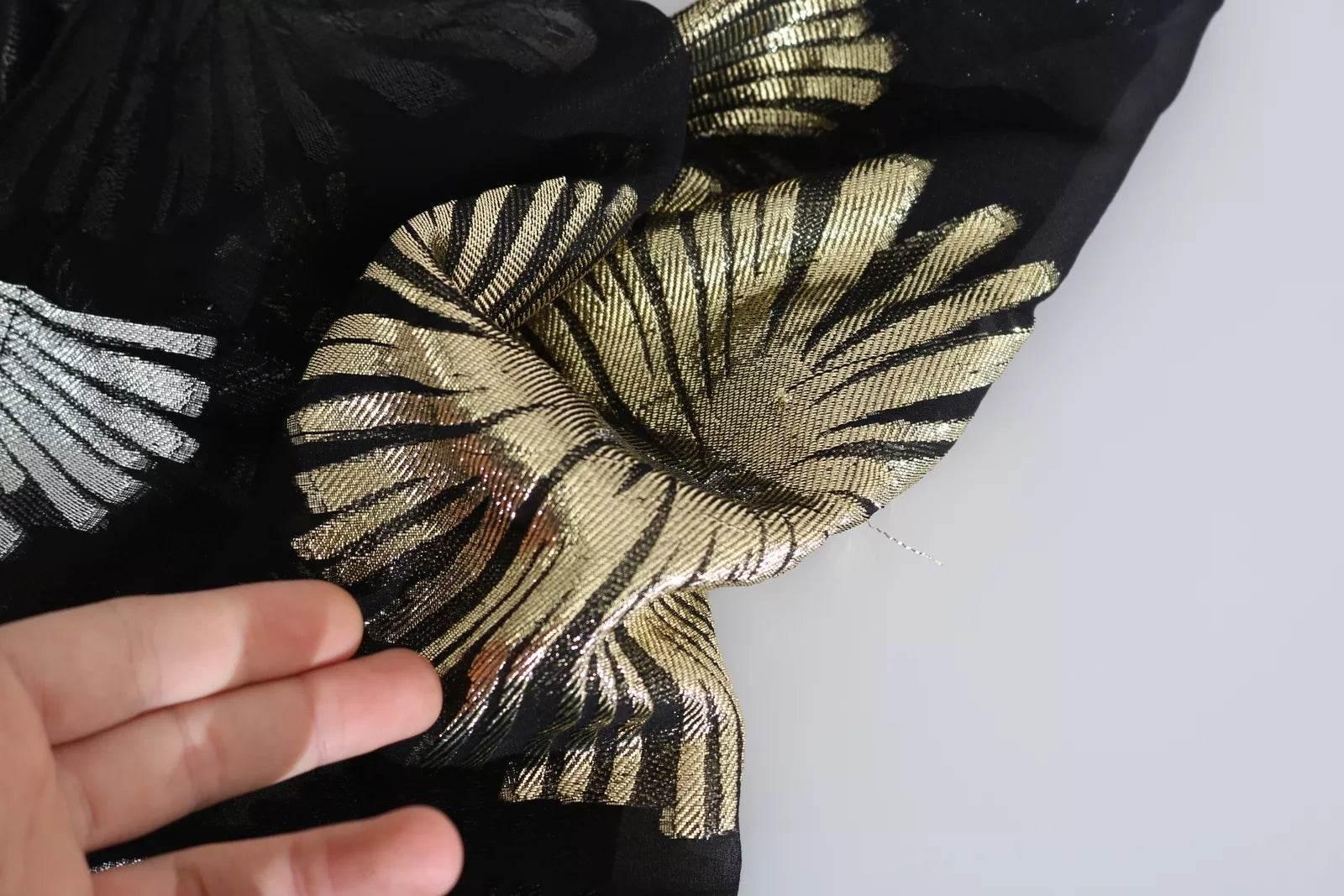 Dsquared² Gold Silver Silk Jacquard See Through Top Blouse - Hilstor