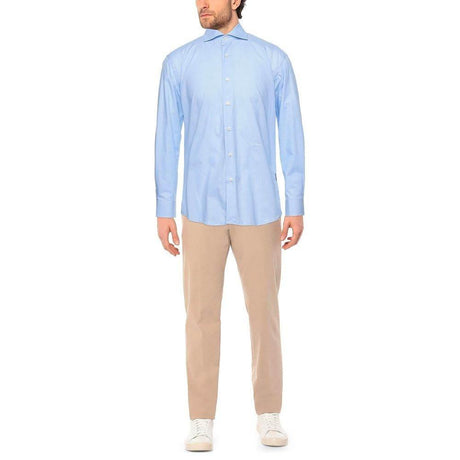 Aquascutum Light Blue Cotton Men Shirt - Hilstor