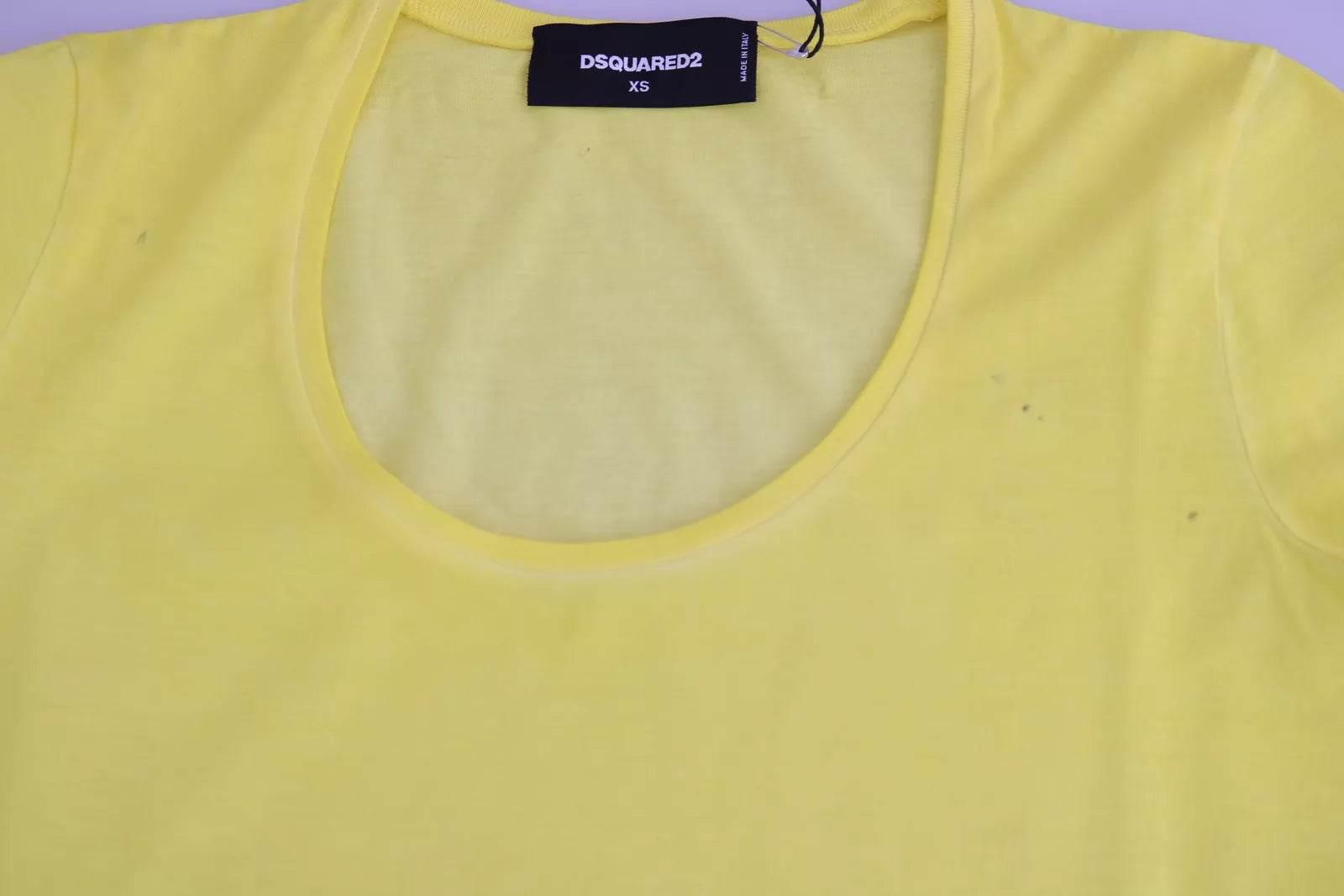 Dsquared² Yellow Round Neck Short Sleeve Shirt Top Blouse - Hilstor