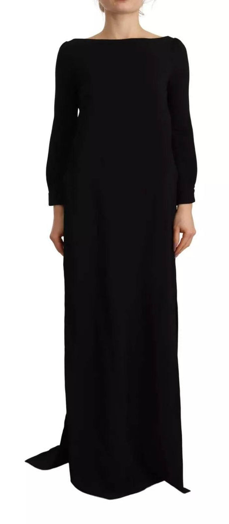 Dsquared² Black Long Sleeves Side Slit Floor Length Dress - Hilstor