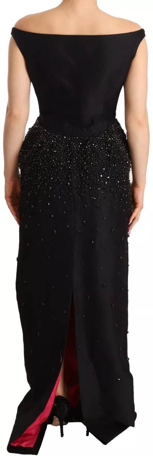 Dsquared² Black Embellish Sleeveless Ribbon Floor Length Dress - Hilstor