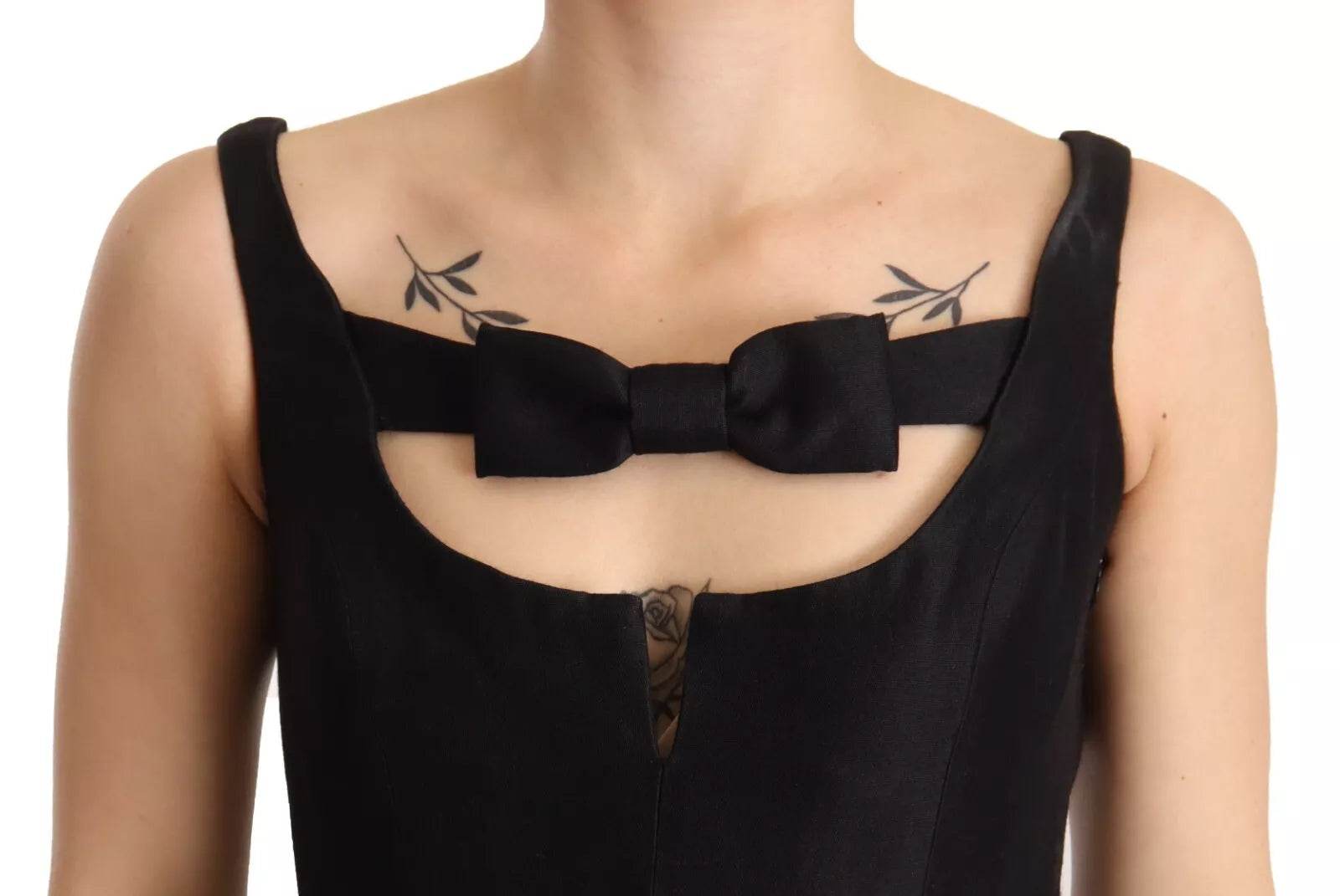 Dsquared² Black Embellish Sleeveless Ribbon Floor Length Dress - Hilstor