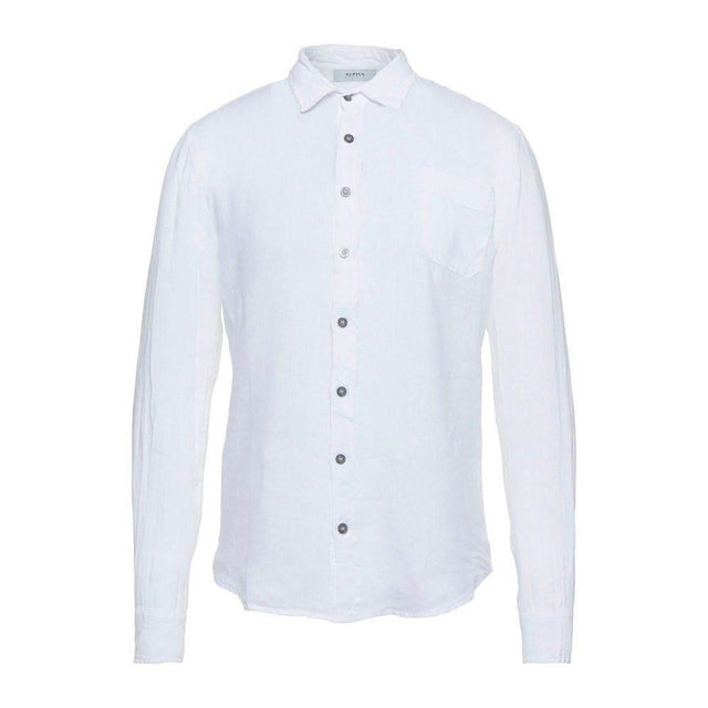 Alpha Studio Elegant White Linen Shirt for Men - Hilstor