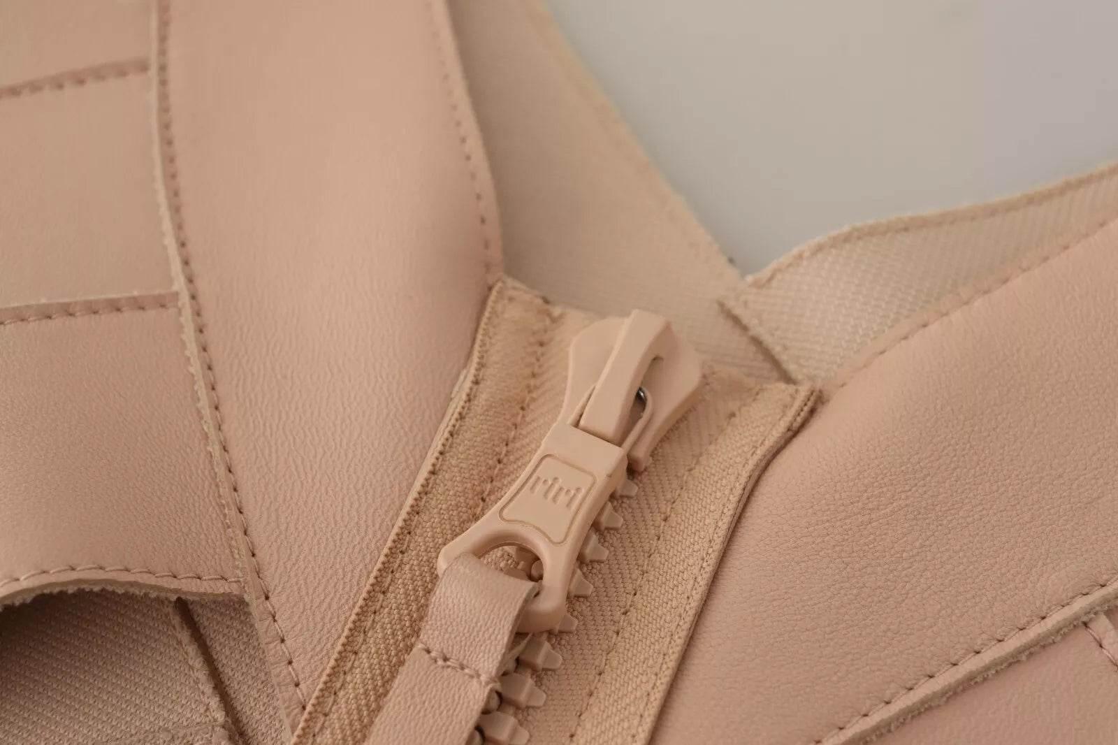 Dsquared² Beige Leather Open Shoulder Sheath Mini Dress - Hilstor