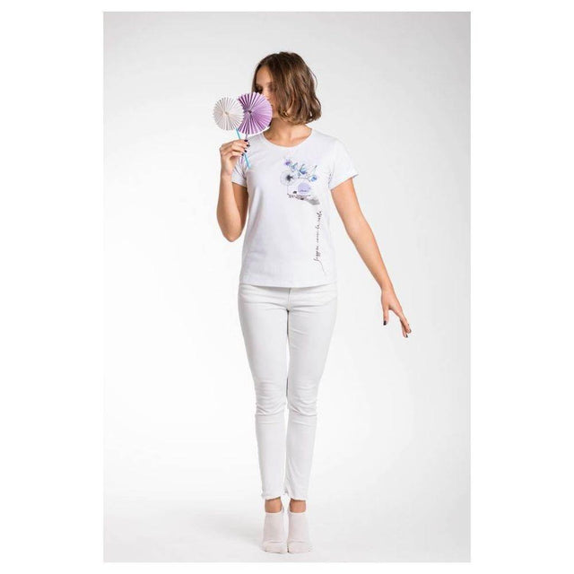 A.Tratti Elegant White Stretch Viscose Tee - Hilstor